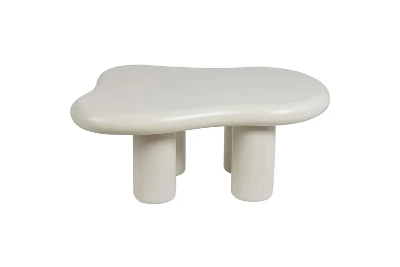 Ondle Asymmetriskt Soffbord 92 cm i Trä med Organisk Form, Vit