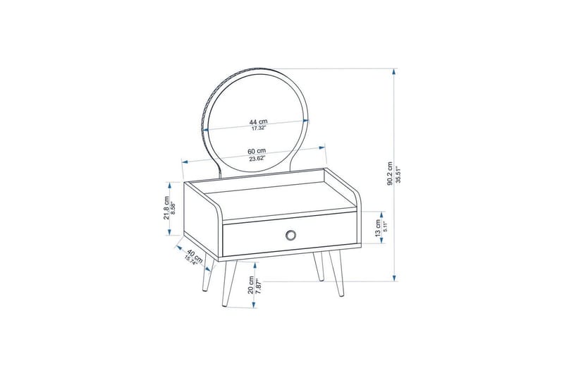 Orlinor Sminkbord 60 cm - Vit/Blå - Möbler - Bord & matgrupper - Sminkbord & toalettbord