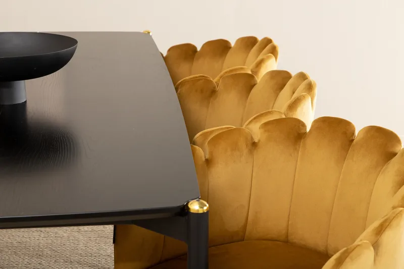 Pelle Matgrupp 190 cm Rektangulär med 6 Limhamn stolar - Svart - Möbler - Bord & matgrupper - Matgrupper