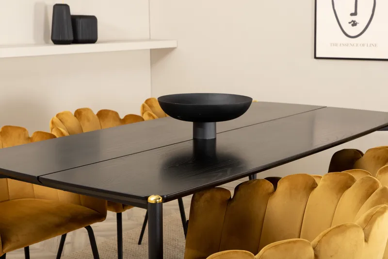 Pelle Matgrupp 190 cm Rektangulär med 6 Limhamn stolar - Svart - Möbler - Bord & matgrupper - Matgrupper