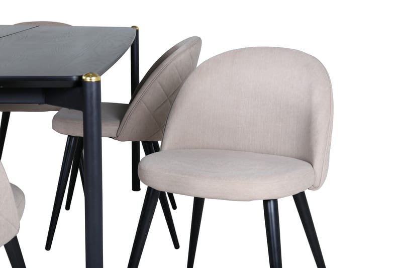 Pelle Matgrupp 190 cm Rektangulär med 6 Velvet stolar - Beige - Möbler - Bord & matgrupper - Matgrupper