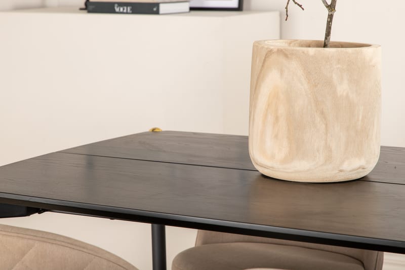 Pelle Matgrupp 190 cm Rektangulär med 6 Velvet stolar - Beige - Möbler - Bord & matgrupper - Matgrupper