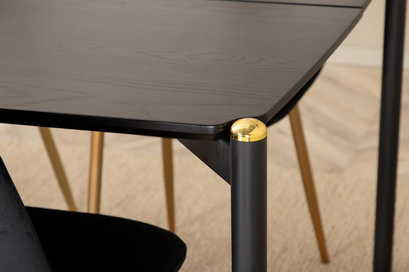 Pelle Matgrupp 190 cm Rektangulär med 6 Polar stolar - Svart/Guld - Möbler - Bord & matgrupper - Matgrupper