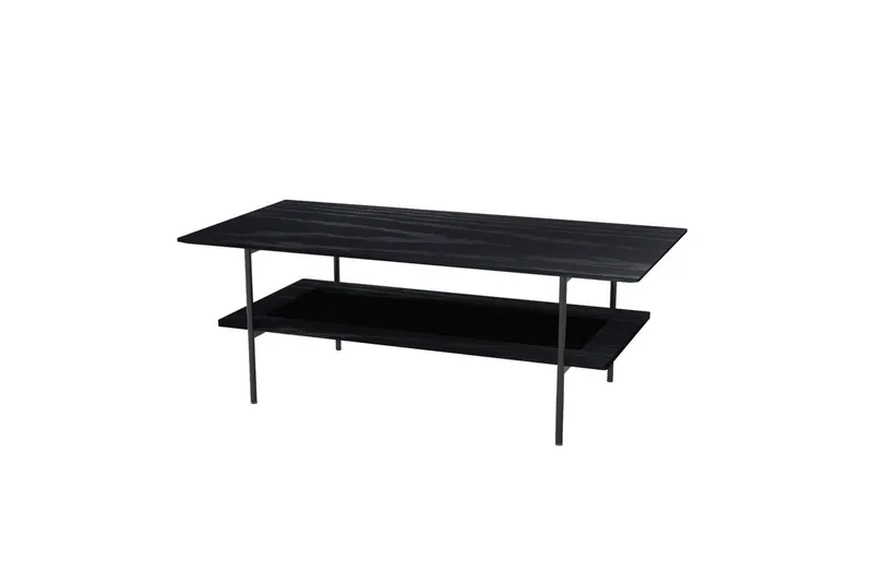 Pensacola 110 cm Rektangulärt Soffbord med Hylla i Målat Trä, Svart