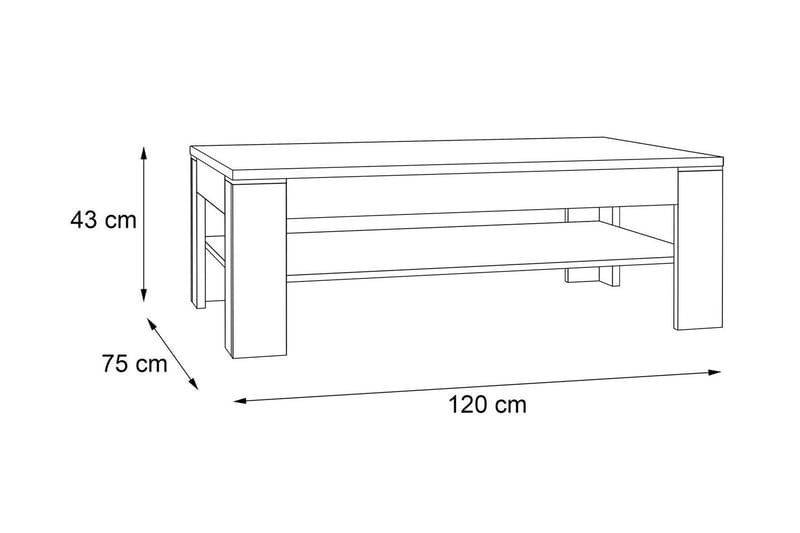 Perkhill Soffbord 120 cm med Förvaring Hylla - Natur - Soffbord