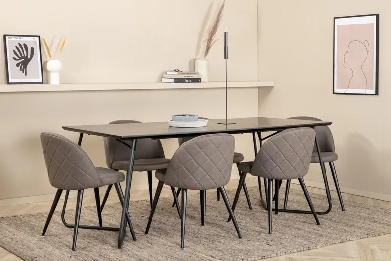 Petra Matbord 190 cm med 6 Velvet Stitches Matstol