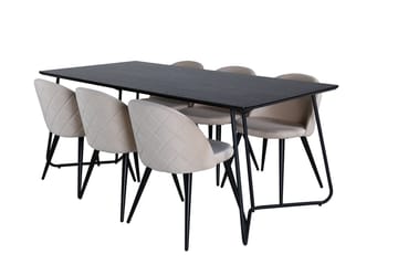 Petra Matbord 190 cm med 6 Velvet Stitches Matstol - Möbler - Bord & matgrupper - Matgrupper