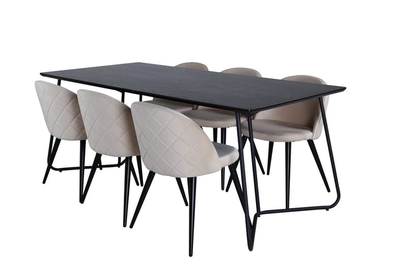 Petra Matbord 190 cm med 6 Velvet Stitches Matstol - Möbler - Bord & matgrupper - Matgrupper