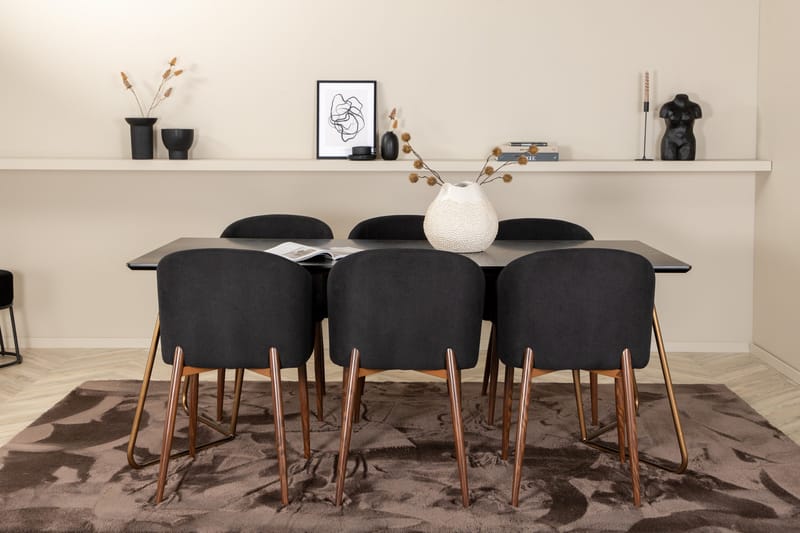 Petra Matgrupp 190 cm Rektangulär med 6 Arch stolar - Svart - Möbler - Bord & matgrupper - Matgrupper