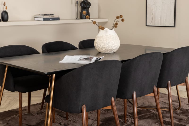 Petra Matgrupp 190 cm Rektangulär med 6 Arch stolar - Svart - Möbler - Bord & matgrupper - Matgrupper