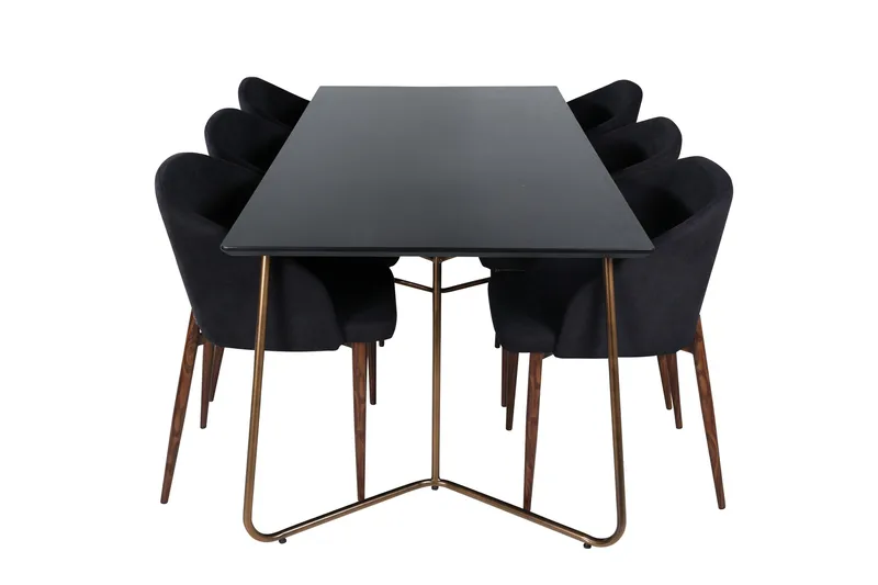Petra Matgrupp 190 cm Rektangulär med 6 Arch stolar - Svart - Möbler - Bord & matgrupper - Matgrupper
