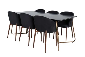 Petra Matgrupp 190 cm Rektangulär med 6 Arch stolar - Svart - Möbler - Bord & matgrupper - Matgrupper