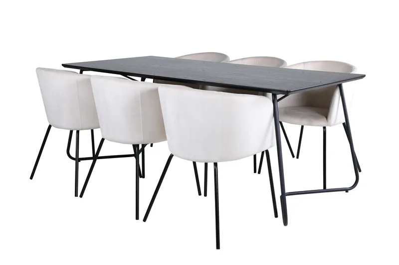 Petra Matgrupp 190 cm Rektangulär med 6 Berit stolar - Beige - Möbler - Bord & matgrupper - Matgrupper