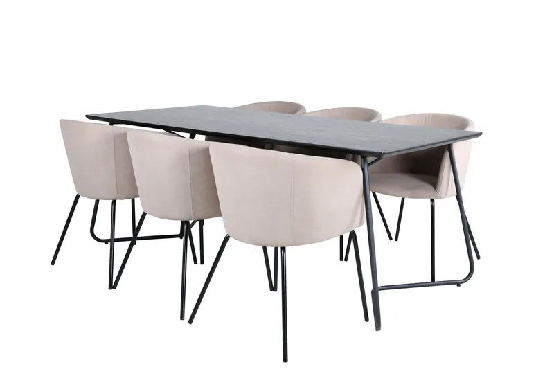 Petra Matgrupp 190 cm Rektangulär med 6 Berit stolar, Beige
