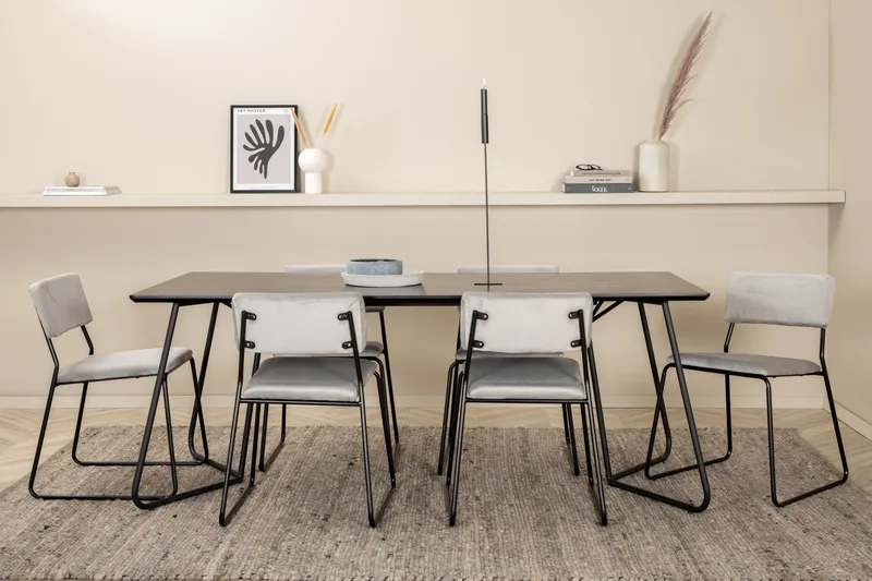 Petra Matgrupp 190 cm Rektangulär med 6 Kenth stolar - Svart - Möbler - Bord & matgrupper - Matgrupper