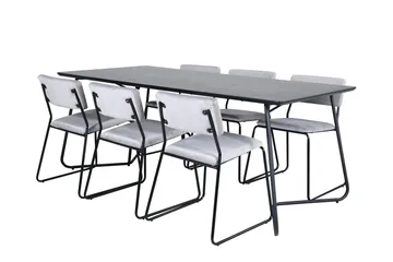 Petra Matgrupp 190 cm Rektangulär med 6 Kenth stolar - Svart - Möbler - Bord & matgrupper - Matgrupper