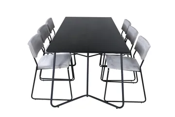 Petra Matgrupp 190 cm Rektangulär med 6 Kenth stolar - Svart - Möbler - Bord & matgrupper - Matgrupper