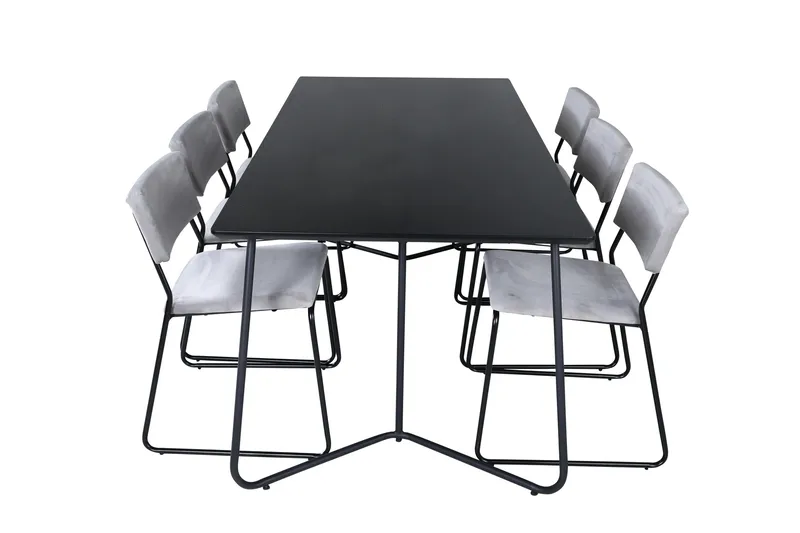 Petra Matgrupp 190 cm Rektangulär med 6 Kenth stolar - Svart - Möbler - Bord & matgrupper - Matgrupper