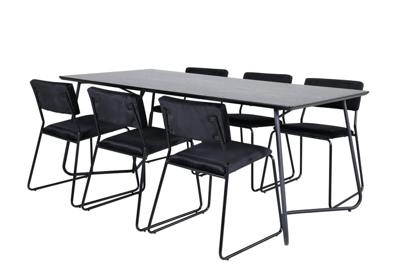 Petra Matgrupp 190 cm Rektangulär med 6 Kenth stolar - Svart - Möbler - Bord & matgrupper - Matgrupper