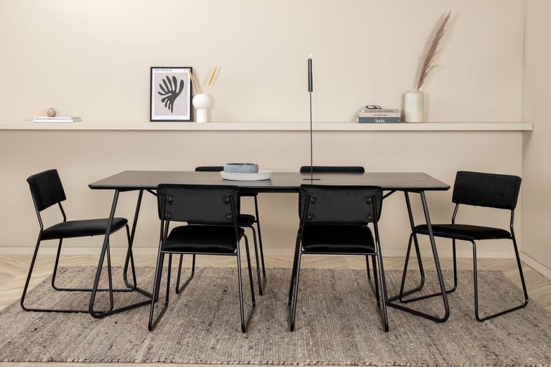 Petra Matgrupp 190 cm Rektangulär med 6 Kenth stolar - Svart - Möbler - Bord & matgrupper - Matgrupper