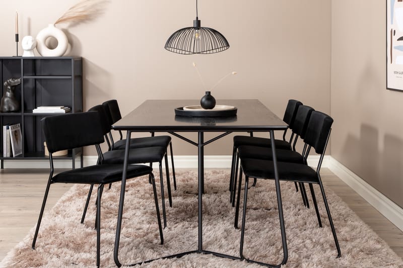 Petra Matgrupp 190 cm Rektangulär med 6 Kenth stolar - Svart - Möbler - Bord & matgrupper - Matgrupper