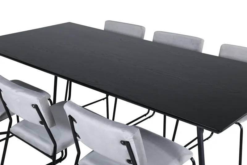 Petra Matgrupp 190 cm Rektangulär med 6 Kenth stolar - Svart - Möbler - Bord & matgrupper - Matgrupper