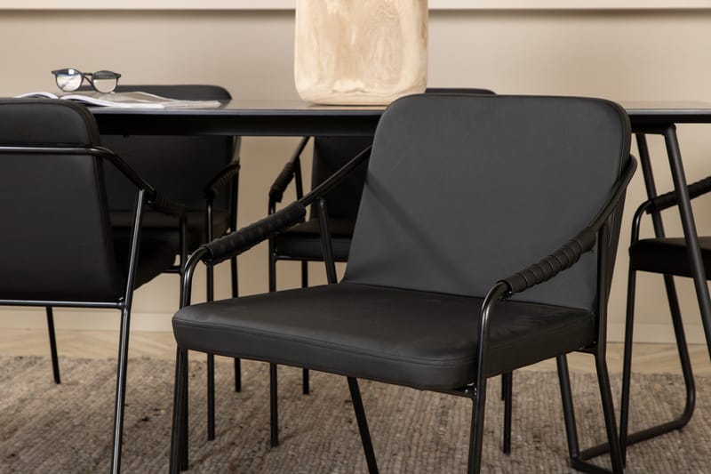 Petra Matgrupp 190 cm Rektangulär med 6 Tvista stolar - Svart - Möbler - Bord & matgrupper - Matgrupper