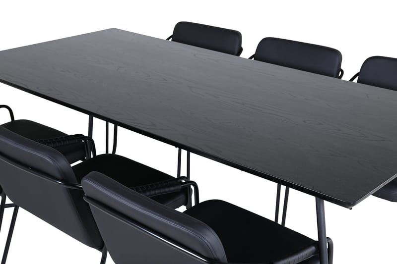 Petra Matgrupp 190 cm Rektangulär med 6 Tvista stolar - Svart - Möbler - Bord & matgrupper - Matgrupper