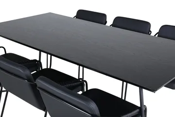 Petra Matgrupp 190 cm Rektangulär med 6 Tvista stolar - Svart - Möbler - Bord & matgrupper - Matgrupper