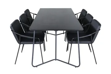 Petra Matgrupp 190 cm Rektangulär med 6 Tvista stolar - Svart - Möbler - Bord & matgrupper - Matgrupper