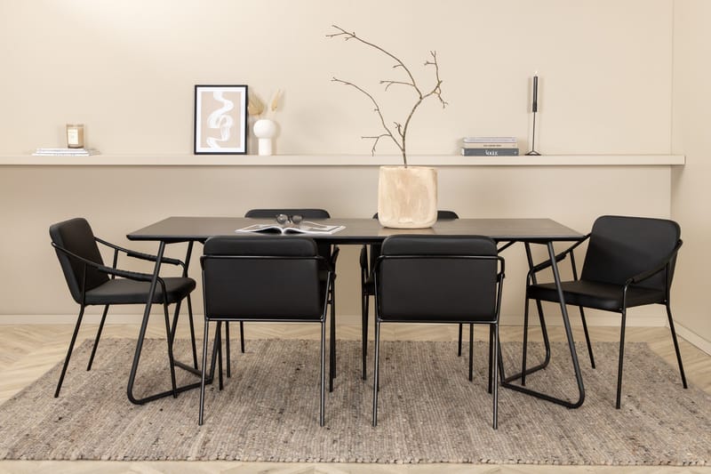 Petra Matgrupp 190 cm Rektangulär med 6 Tvista stolar - Svart - Möbler - Bord & matgrupper - Matgrupper