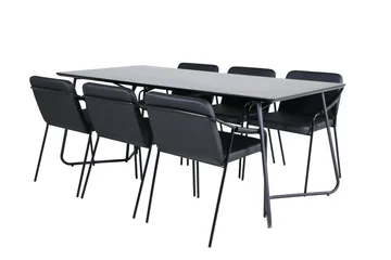 Petra Matgrupp 190 cm Rektangulär med 6 Tvista stolar - Svart - Möbler - Bord & matgrupper - Matgrupper