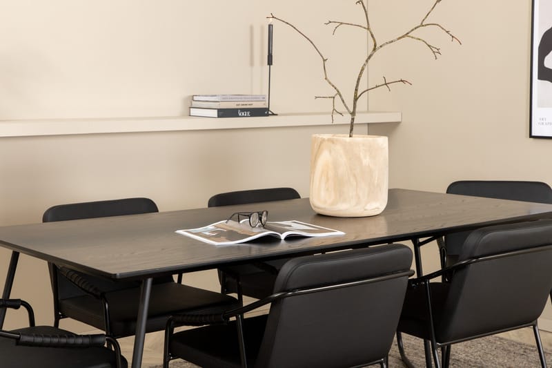 Petra Matgrupp 190 cm Rektangulär med 6 Tvista stolar - Svart - Möbler - Bord & matgrupper - Matgrupper