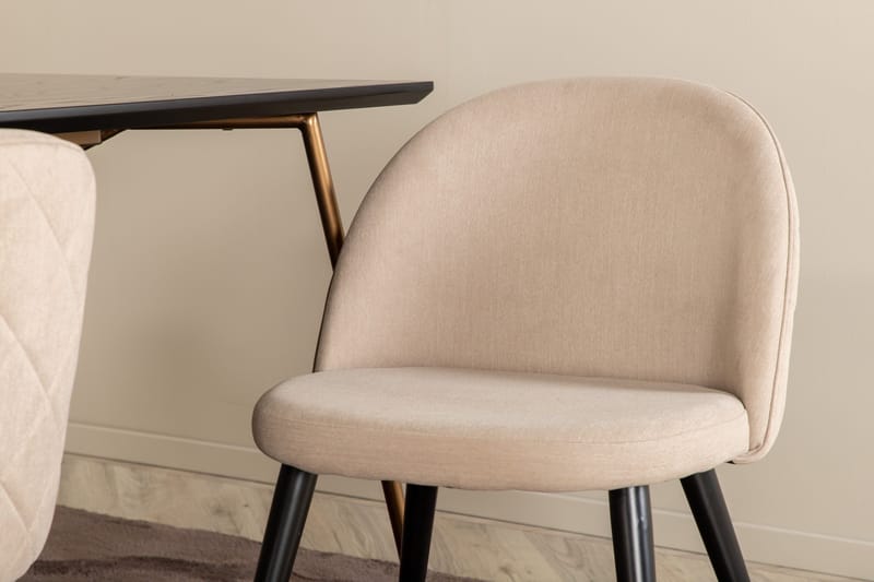 Petra Matgrupp 190 cm Rektangulär med 6 Velvet stolar - Beige - Möbler - Bord & matgrupper - Matgrupper