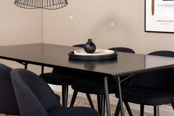 Petra Matgrupp 190 cm Rektangulär med 6 Velvet stolar - Svart - Möbler - Bord & matgrupper - Matgrupper