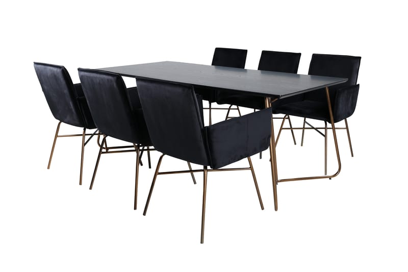 Petra Matgrupp 190 cm Rektangulär med 6 Petra stolar - Svart - Möbler - Bord & matgrupper - Matgrupper
