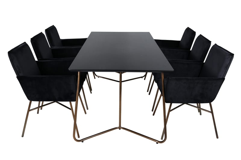 Petra Matgrupp 190 cm Rektangulär med 6 Petra stolar - Svart - Möbler - Bord & matgrupper - Matgrupper