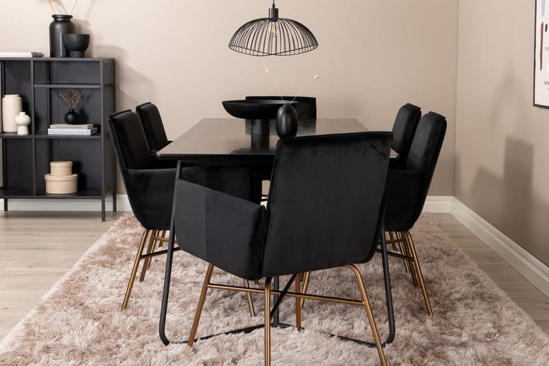 Petra Matgrupp 190 cm Rektangulär med 6 Petra stolar - Svart - Möbler - Bord & matgrupper - Matgrupper