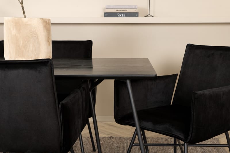 Petra Matgrupp 190 cm Rektangulär med 6 Petra stolar - Svart - Möbler - Bord & matgrupper - Matgrupper