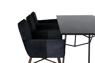 Petra Matgrupp 190 cm Rektangulär med 6 Petra stolar - Svart - Möbler - Bord & matgrupper - Matgrupper