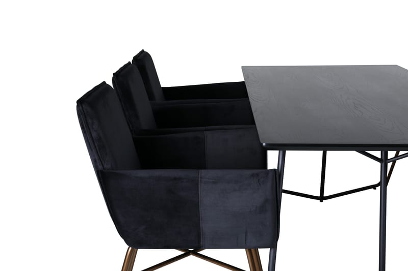 Petra Matgrupp 190 cm Rektangulär med 6 Petra stolar - Svart - Möbler - Bord & matgrupper - Matgrupper