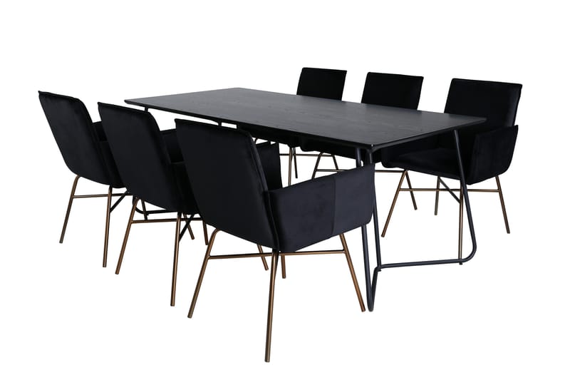 Petra Matgrupp 190 cm Rektangulär med 6 Petra stolar - Svart - Möbler - Bord & matgrupper - Matgrupper