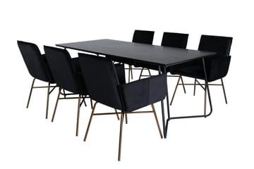 Petra Matgrupp 190 cm Rektangulär med 6 Petra stolar - Svart - Möbler - Bord & matgrupper - Matgrupper