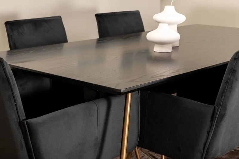 Petra Matgrupp 190 cm Rektangulär med 6 Petra stolar - Svart - Möbler - Bord & matgrupper - Matgrupper