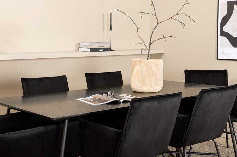 Petra Matgrupp 190 cm Rektangulär med 6 Petra stolar - Svart - Möbler - Bord & matgrupper - Matgrupper