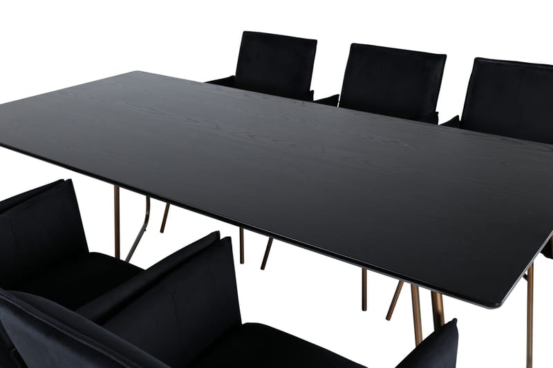Petra Matgrupp 190 cm Rektangulär med 6 Petra stolar - Svart - Möbler - Bord & matgrupper - Matgrupper