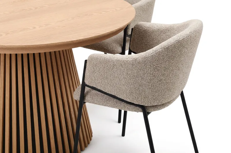 Peyra Förlängningsbart runt 120-220 cm Ek med 4 Filip Matstolar - Ek/Greige - Möbler - Bord & matgrupper - Matgrupper