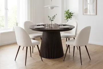 Peyra Förlängningsbart runt 120-220 cm Rökt Ek med 4 Nibe Plus Matstolar - Rökt ek - Möbler - Bord & matgrupper - Matgrupper