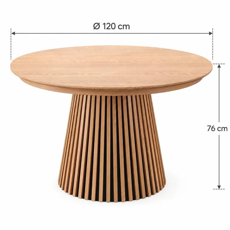 Peyra Förlängningsbart Runt Matbord 120-220 cm i Trä med Ekutseende - Ek - Möbler - Bord & matgrupper - Matbord & köksbord