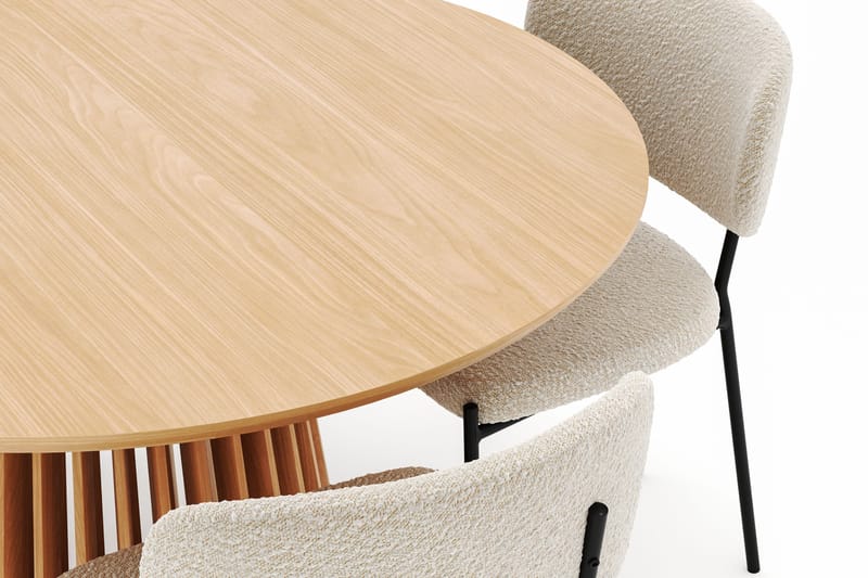 Peyra Matbord 120 cm Rund med 4 Gemmiano Stolar - Natur - Möbler - Bord & matgrupper - Matgrupper